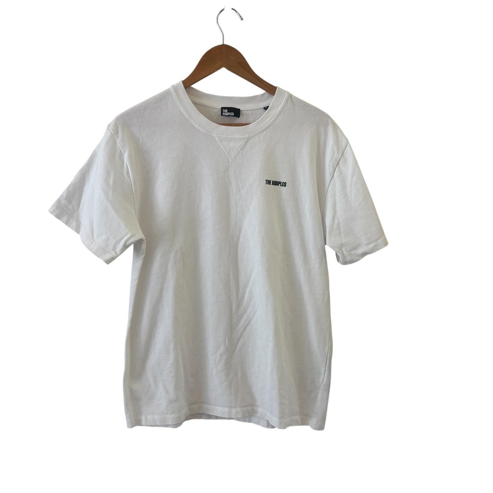 The Kooples T Shirt Mens M White Logo Crewneck Cotton Minimalist Casual Top